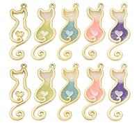 Yukfhgt Mixed Color Enamel Cat Charms 40pcs Cute Alloy Cat Charms for DIY Jewelry Making Necklace Bracelet Earring Accessories, Alloy, No Gemstone