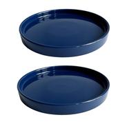 Yukfona Ceramic Plant Saucer Tray 2 Pcs 7 Inch Blue, 7" OD x6.8 ID x0.9 Deep| Fits Flower pots Bottom≤ 6.8", Heavy Duty Glazed Round Planter Drip with Catch Basin for Indoor Outdoor Plants