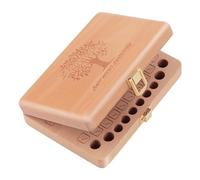 Yukidoke Wooden Baby Tooth Keepsake Box, Tooth Fairy Holder for Kids, Lost Teeth & First Curl Memory Box - Personalized Tooth Storage Case for Boy and Girl Toddler Tree Motif