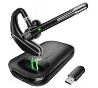 Yukigefe Bluetooth Headset V5.3, Wireless Earpiece with 1000mAh Charging Case, 96H Talktime, Hands Free Noise Canceling Headphones with Dual-Mic for Computer Cell Phones Trucker Home Office Work
