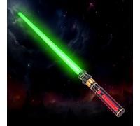 YukiHalu Light Up LED Saber, Light Swords with FX Sound and Realistic Handle, Expandable Sabre for Halloween Dress Up Parties Birthday Christmas Galaxy War Fighters (Green)