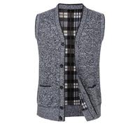 Yukirtiq Men's Fleece Lined Gilet V-Neck Sleeveless Cardigans Gentleman Bodywarmer Waistcoat Knitted Sweater Vest Tank Tops with Buttons, Dark Grey, XL