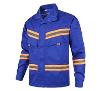 Yukirtiq Mens Hi Vis Visibility Work Jackets Site Coat Work Wear Builder Multi Pockets Industrial Work Utility Coat Full Sleeve Worker Top, Royal Blue, XL