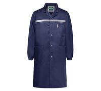Yukirtiq Mens Laboratory Coat Hi Viz Factory Long Warehouse Coats Garage Dust Lab Coats Reflective Work Smock Overcoat, Navy Blue, L