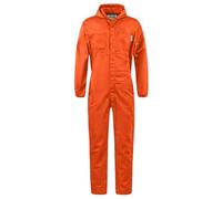 Yukirtiq Men's Lightweight Hooded Overall Hard Wearing Solid Color Mechanics Boiler Suit Workwear Hooded Boilersuit Coverall, Orange, M