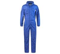 Yukirtiq Men's Lightweight Hooded Overall Hard Wearing Solid Color Mechanics Boiler Suit Workwear Hooded Boilersuit Coverall, Royal Blue, L