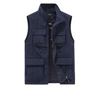 Yukirtiq Mens Lightweight Summer Gilet Quick Dry Photography Vest Outdoor Safari Waistcoats Sleeveless Fishing Vest Zoo Keeper Gilet, Blue, L