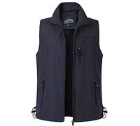 Yukirtiq Men's Outdoor Quick Dry Fishing Vest Breathable Camping Outwear Gilet Sleeveless Top Photography Hunting Lightweight Gillette Waistcoat, Blue, 3XL