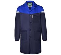 Yukirtiq Mens Warehouse Work Coat Scrubs Overall Factory Dust Coats Garage Work Jacket Smock Paint Over Coat, Navy+Blue, L
