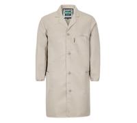 Yukirtiq Mens Warehouse Work Coat Scrubs Overall Factory Dust Coats Garage Work Jacket Smock Paint Over Coat, Khaki, XXL