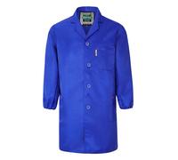 Yukirtiq Mens Warehouse Work Coat Scrubs Overall Factory Dust Coats Garage Work Jacket Smock Paint Over Coat, Royal Blue, L