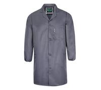 Yukirtiq Mens Warehouse Work Coat Scrubs Overall Factory Dust Coats Garage Work Jacket Smock Paint Over Coat, Grey, L