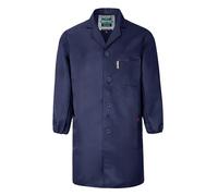 Yukirtiq Mens Warehouse Work Coat Scrubs Overall Factory Dust Coats Garage Work Jacket Smock Paint Over Coat, Navy Blue, XXL