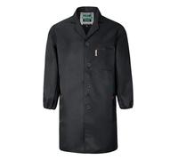 Yukirtiq Mens Warehouse Work Coat Scrubs Overall Factory Dust Coats Garage Work Jacket Smock Paint Over Coat, Black, XXL