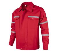 Yukirtiq Mens Work Jacket High Visibility Flame Resistant Welding Jacket Industrial Heavy Duty Work Utility Coat Workwear Jackets, Red, XXL