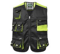 Yukirtiq Mens Work Vest Multi Pocket Workwear Waistcoat Full Zip Sleeveless Work Jacket Work Utility Gilet Carpenters Painters Vest Garage Work Gilet, Black, XL
