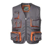 Yukirtiq Mens Work Vest Multi Pocket Workwear Waistcoat Full Zip Sleeveless Work Jacket Work Utility Gilet Carpenters Painters Vest Garage Work Gilet, Grey, M