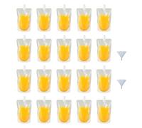 Yukiyi 20pcs 250ml Refillable Drink Pouches for Festivals Essentials Festival Accessories Clear Travel Plastic Flasks Cruise Kit Reusable Juice Bags Drink Container Party Christmas Hot Cold Beverage