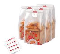 Yukiyi 50 Pcs Christmas Cellophane Bags for Cookies, Cakes, Sweets, Treats, Candy, Snack, Bakery, Bread, Xmas Party