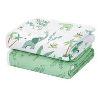 Yukkidds 2 Pack of Potty Training Bed Pads, Waterproof Bed Wetting Sheets for Kids, Washable Toddler Bedwetting Mattress Protector 75x90 cm (Green Elephant)