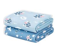 Yukkidds 2 Pack of Potty Training Bed Pads, Waterproof Bed Wetting Sheets for Kids, Washable Toddler Bedwetting Mattress Protector 75x90 cm (Blue Cow)