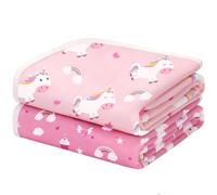 Yukkidds 2 Pack of Potty Training Bed Pads, Waterproof Bed Wetting Sheets for Kids, Washable Toddler Bedwetting Mattress Protector 75x90 cm (Pink Unicorn)