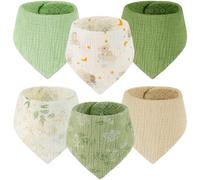 Yukkidds Baby Bibs 100% Muslin Cotton Dribble Bibs Soft and Absorbent for Newborn Toddler from 0-36 months 6 Pack Green Leaf