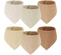 Yukkidds Baby Bibs 100% Muslin Cotton Dribble Bibs Soft and Absorbent for Newborn Toddler from 0-36 months 6 Pack Beige&Brown