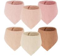 Yukkidds Baby Bibs 100% Muslin Cotton Dribble Bibs Soft and Absorbent for Newborn Toddler from 0-36 months 6 Pack Pink&Khaki