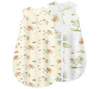 Yukkidds Baby Sleeping Bag 0.5 Tog 100% Cotton Lightweight and Breathable Summer Sleeping Bag for Baby Newborn 0-6 Months 2 Pack Beige Elephant
