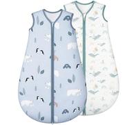 Yukkidds Baby Sleeping Bag 1.5 TOG 100% Cotton Fabric Newborn Sleep Bag 2 Pack for Infant 6-12 Months Unisex Baby Sleep Sack Blue Dolphin