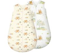 Yukkidds Baby Sleeping Bag 1.5 TOG 100% Cotton Fabric Toddler Sleep Bag 2 Pack for Infant 12-18 Months Unisex Baby Beige Elephant