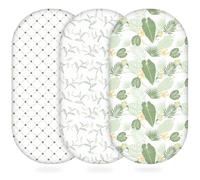 Yukkidds Moses Basket Sheets 3 Pack Pram Sheets Fitted for Newborn Super Soft and Breathbale Bassinet Sheets Moses Basket Cover Green Palm