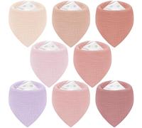 Yukkidds Muslin Bibs 8 Pack Bandana Dribble Bibs 100% Cotton for Teething, Adjustable Snap Drool Bibs for Newborn&Baby Boys Girls 0-36 Months Purple&Pink