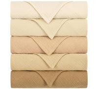 Yukkidds Muslin Cloths for Baby Large 60x60cm Burp Cloths for Newborn 100% Cotton Soft & Breathable Muslin Squares Baby Essentials for Boys Girls 5 Pack Beige&Brown