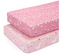 Yukkidds Next to Me Crib Sheets Fitted 83x50cm Baby Bedside Crib Sheets 2 Pack Super Soft & Breathable Microfiber Compatible with Chicco Next2Me Pink