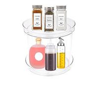 Yuknees 2 Tier Lazy Susan,Turntable Storage,Clear Spices Organizer, Kitchen Turntable Spice Racks,Makeup Cosmetic Storage,for Kitchen Cabinet,Storage Tray for Fruit,Sauces Drinks Bottles Snacks.