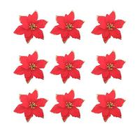 Yuknees 30Pcs Poinsettia Artificial Flowers Christmas Tree Decoration 6" Xmas Tree Ornaments Glitter Christmas Flowers for Wedding Party Christmas Tree Decorations (Red)