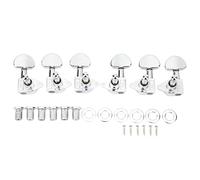 YUKOFE Guitar Machine Head Tuner Metal Semicircle Totally Sealed 15:1 Gear Ratio Smooth Tuning Pegs Keys for Acoustic Electric Guitar Replacement 3L3R 6 Pieces Set (Silver)
