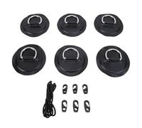 YUKOFE Stainless Steel D Ring Patch Kit 6 Pack Heavy Duty PVC D Rings with Rope Hooks Boat Anchoring Rigging System Tie Down Points for Inflatable Boat Kayak Canoe Paddle Board (Black)