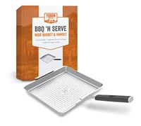 Yukon Glory™ BBQ 'N SERVE Wide BBQ Grill Basket The Grilling Basket Includes a Clip-On Handle - Perfect Grill Baskets for Outdoor Grill Vegetables or Fish Basket & Meat