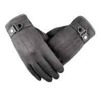 YUKORT Ski Gloves Men Leather Gloves Touch Screen Mitten Thermal Fleece Lined Driving Mitten Fashion Winter Thicken Warm Gloves Gift Cold Weather Gloves (Color : Grey)