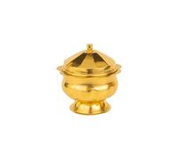 Yuktha Eternals Brass Box Pooja | Puja Roli Chawal Chandan Haldi Kumkum Box | Sindoor Turmeric Dabbi Dibbi Dhani Dani Lid Holder - KumKum Tiptop