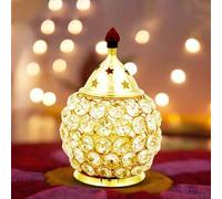 Yuktha Eternals Brass Crystal Akhand Jyot Matki Diya | Small Size Table Deepak Oil Lamp for Pooja Temple Tealight Holder & Lalten | Diwali Home Decoration Light.