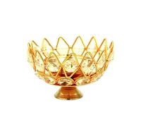 Yuktha Eternals Crystal Pyali Diya | Decorative Brass Crystal Oil Lamp, Small Size Diwali Lantern Deep Jyot Diwali Gifts Home Decor Puja Lamp Tea Light Holder.