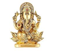 Yuktha Eternals God Ganesh | Ganpati | Lord Ganesha Idol for Car Dashboard | Home Decor | Gifting Showpiece (Gold).