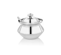 Yuktha Eternals Stainless Steel Amul Ghee/Oil Pot | Capacity - 200 ml | With Spoon and Lid | Perfect for Oil, Ghee Storage & Kitchen Use | Mirror Finish.