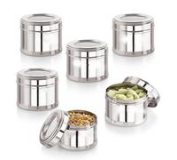 Yuktha Rasakraft Masala Box for Kitchen with Airtight Lid, Stainless Steel Top, See Through Storage Containers, 300 ML, Set of 6