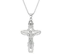 Yukymui Dainty Crucifix Necklace for Women Gold Cross Pendant Necklace Catholic Jesus Christian Jewelry Religious Gift for Her, One Size, Stainless Steel, No Gemstone