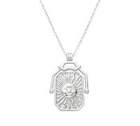 Yukymui Rotatable Sun and Moon Necklace for Women Retro Celestial Pendant Necklace Sunburst Square Charm Necklace Chunky Chain Necklace Y2K Statement Jewelry for Her, One Size, Alloy Steel, No